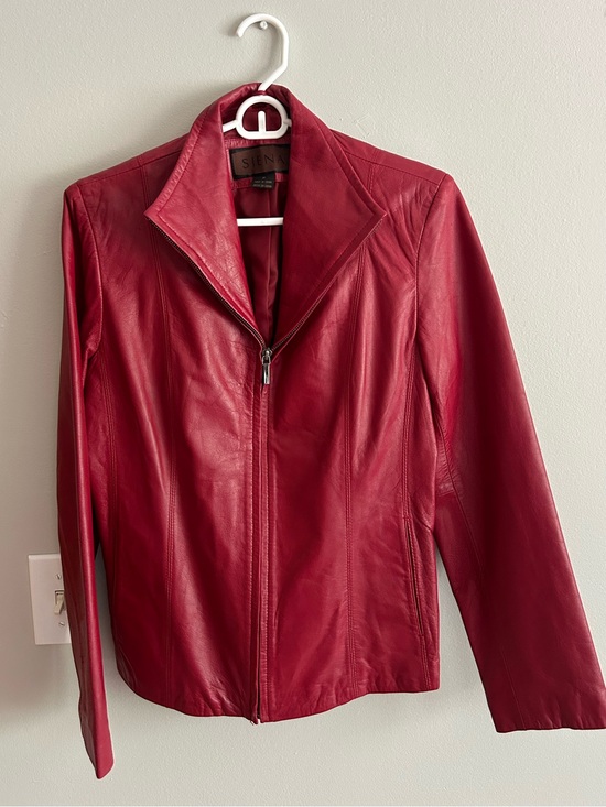 Jackets & Blazers - Vintage SIENA Genuine Red Leather Zip-Front Jacket - Size M
